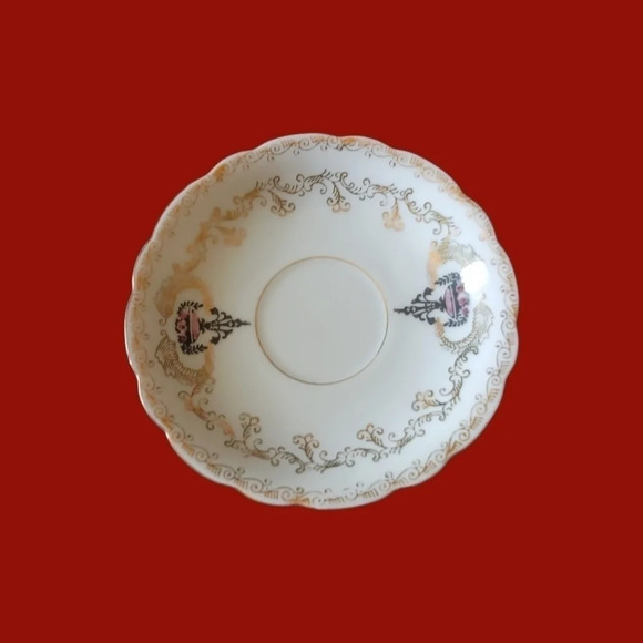 -Vtg teacup & saucer set japan gold white fine - Picture 2 of 7